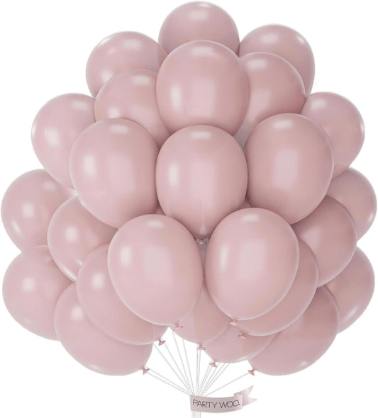 PartyWoo Dusty Pink Balloons 101 pcs 12 Inch Blush Boho Pink Latex Helium Balloons for Graduation Baby Shower Gender Reveal Graduation Wedding Anniversaries Birthday Party Decorations Pink-F54