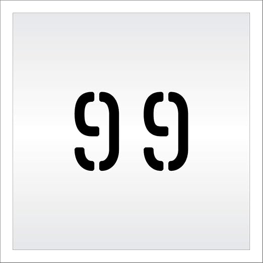 Pavement, Curb, and WheelStop Stencils - 4 inch Double Number Stencil - (99) - 4" x 5.5" x 1/16" (63 mil) - Light-Duty