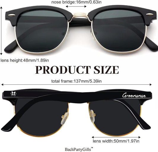 8 Pack Groomsmen Sunglasses for Men - Wedding Sunglasses Set for Groomsman Proposal Gifts, Bachelor Party Favors
