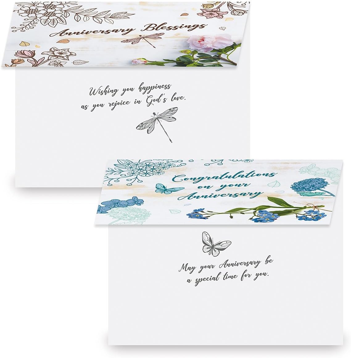 Celebrating Your Anniversary Faith Cards With Scripture- Set of 8 (2 each of 4 Designs)