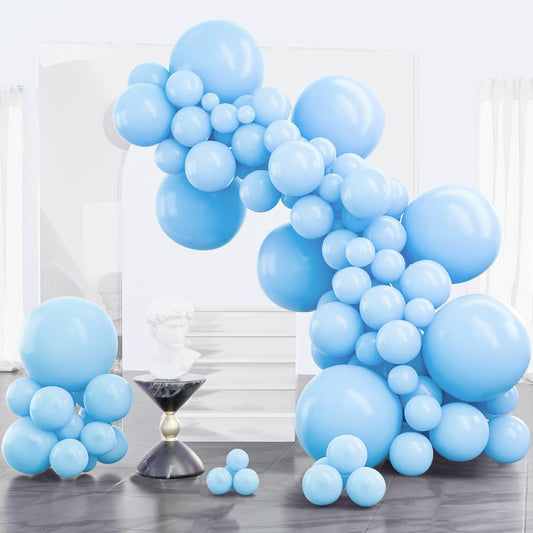 PartyWoo Light Blue Balloons 100 pcs Different Sizes of 18 12 10 5 Inch Baby Pastel Sky Aqua Blue Balloon Arch Kit Garland for Graduation Baby Shower Gender Reveal Birthday Party Decorations Blue-Y4