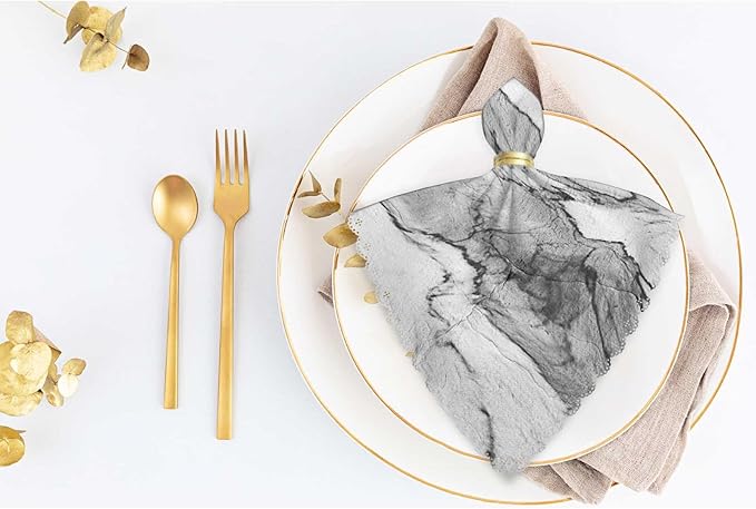 Grey Marble Texture Cloth Napkins Set of 4 Soft Mineral Rock Textures Polyester Dinner Square Napkin for Family Restaurant Weddings Parties 18 x 18 inch