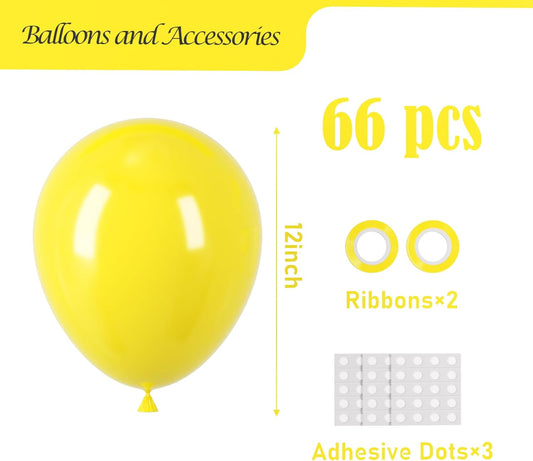Yellow Balloons, 66pack 12inch Yellow Latex Party Balloons for Graduation, Wedding, Birthday, Gender Reveal, Baby Shower, Anniversary, Sunflower and Honeybee Theme Party Decorations