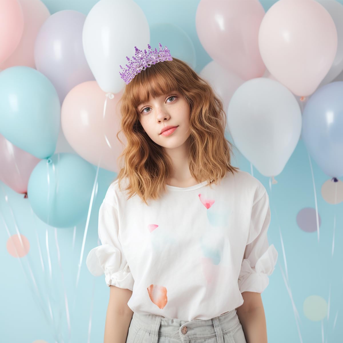 Birtthday Tiara Crown with Sash for Women Birthday Queen Party