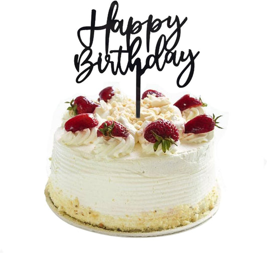ZHENGYE Black Acrylic Happy Birthday Cake Topper - Cupcake Topper & Cake Decoration Supplies for Baby Shower, Children or Adults Birthdays