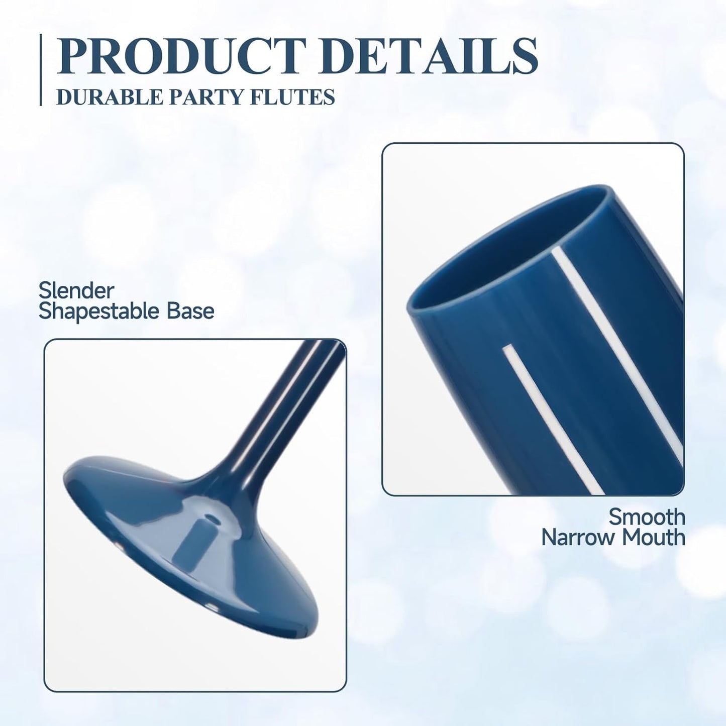 Navy Blue Champagne Flute Acrylic Champagne Glasses Wedding Toasting Champagne Flute Goblet Plastic Reusable Unbreakable Champagne Cups for Bachelorette Wedding Bridal Shower Party (Navy Blue, 24)