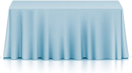 Lann's Linens - 90" x 156" Premium Tablecloth for Wedding/Banquet/Restaurant - Rectangular Polyester Fabric Table Cloth - Baby Blue