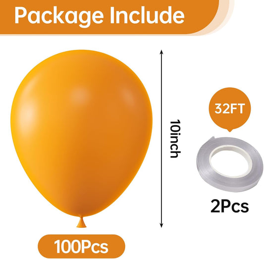 KALOR 10 Inch Orange Balloons, 100 Pcs Latex Helium Balloons for Kid's Birthday Party Baby Shower Wedding Graduation Graduation Party Decorations