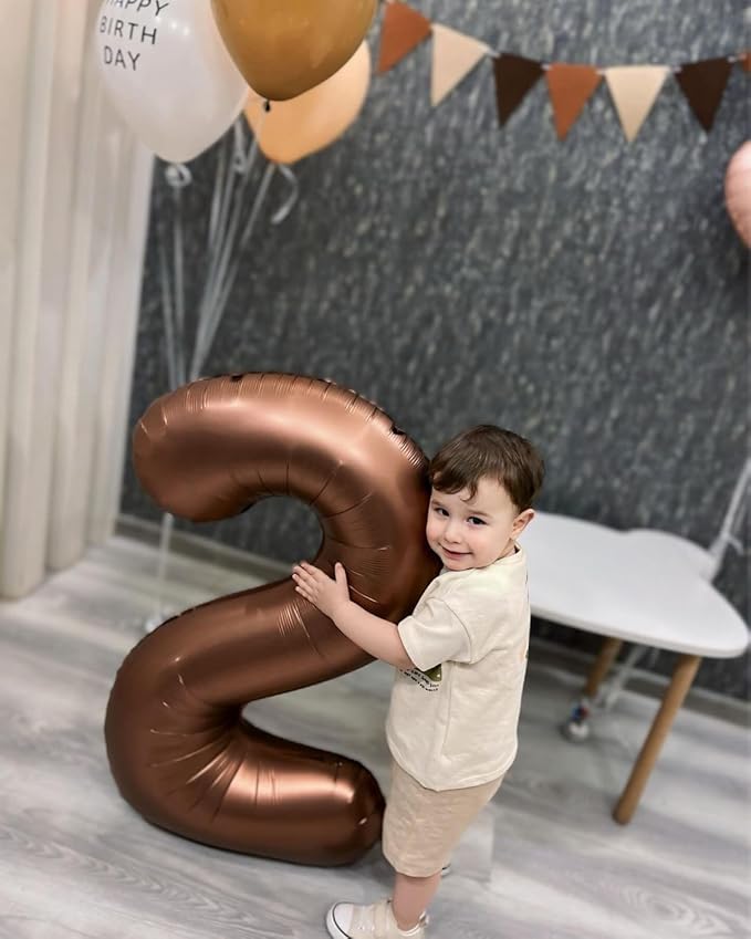 40 Inch Dark Brown 1 Balloon for First Birthday, Coffee Brown 1st Number Balloons Birthday Decorations for Girl Boy Kids Toddler Baby, Chocolate Brown One Giant Number 1 Balloon