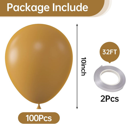 KALOR 10 Inch Retro Khaki Balloons, 100 Pcs Latex Helium Balloons for Kid's Birthday Party Baby Shower Wedding Graduation Graduation Party Decorations
