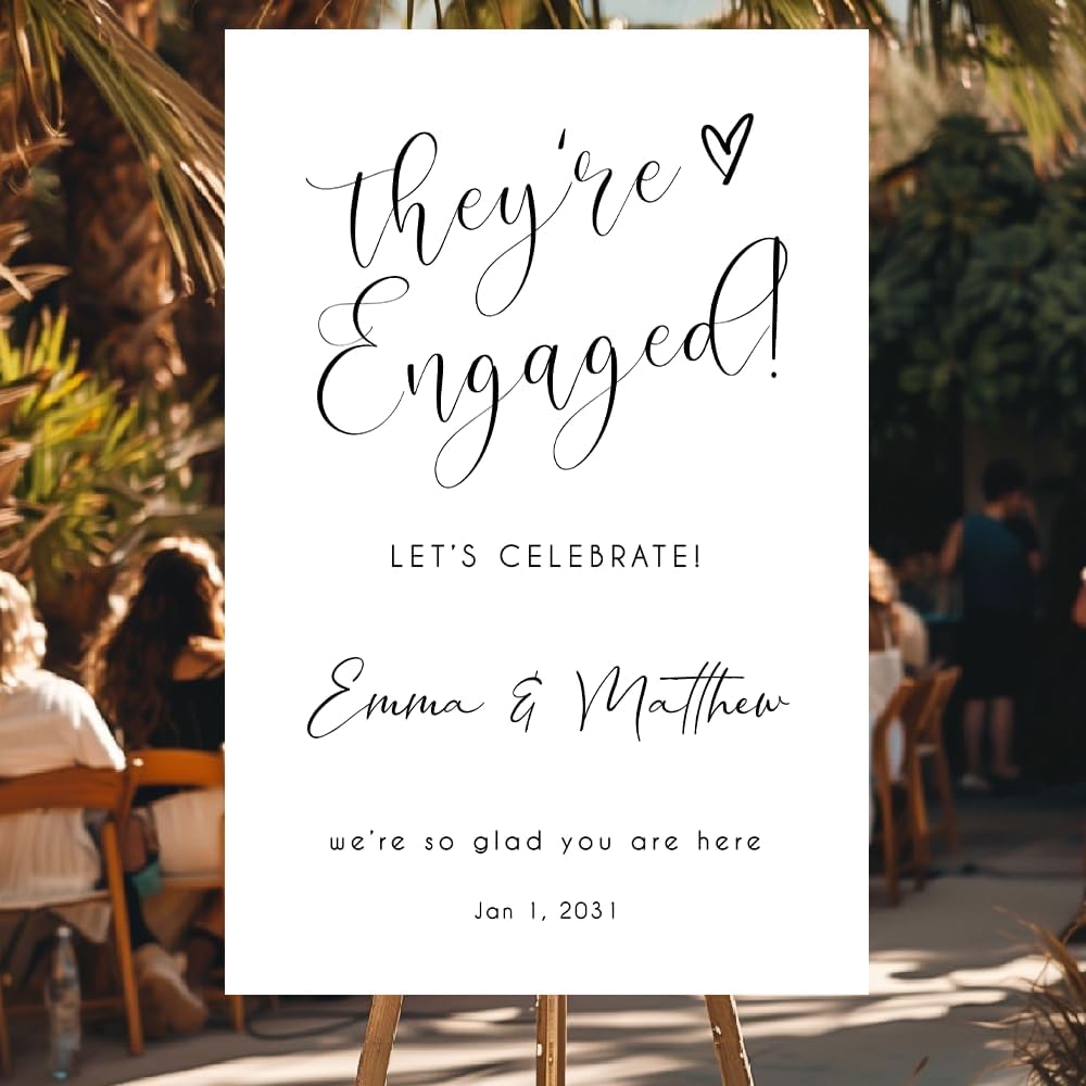 Personalized Engagement Welcome Sign – Minimalist Engagement Party Yard Sign – We’re Engaged Signs – Engagement Party Decorations for Couple - She Said Yes! (Version 2)