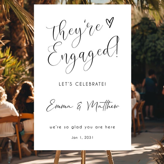 Personalized Engagement Welcome Sign – Minimalist Engagement Party Yard Sign – We’re Engaged Signs – Engagement Party Decorations for Couple - She Said Yes! (Version 2)