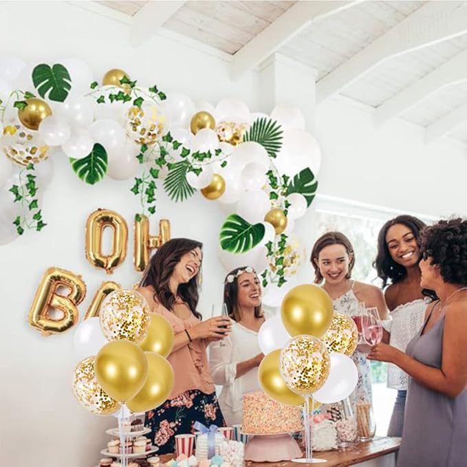 TONIFUL 4 White Gold Party Decorations Balloon Stand Centerpiece Table Decorations for Birthday,2026 Graduation,Wedding,Anniversary,Engagement,Baby Showr,Bridal Shower,New Years 2026