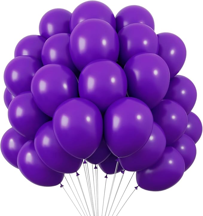RUBFAC 120pcs Balloons for Birthday Baby Shower Graduation Anniversary Wedding Party Supplies Garland Arch Decoration,12 Inches,Dark Purple