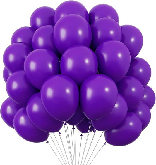 RUBFAC 120pcs Balloons for Birthday Baby Shower Graduation Anniversary Wedding Party Supplies Garland Arch Decoration,12 Inches,Dark Purple