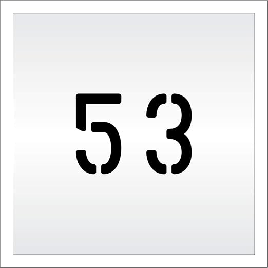 Pavement, Curb, and WheelStop Stencils - 4 inch Double Number Stencil - (53) - 4" x 5.5" x 1/16" (63 mil) - Light-Duty