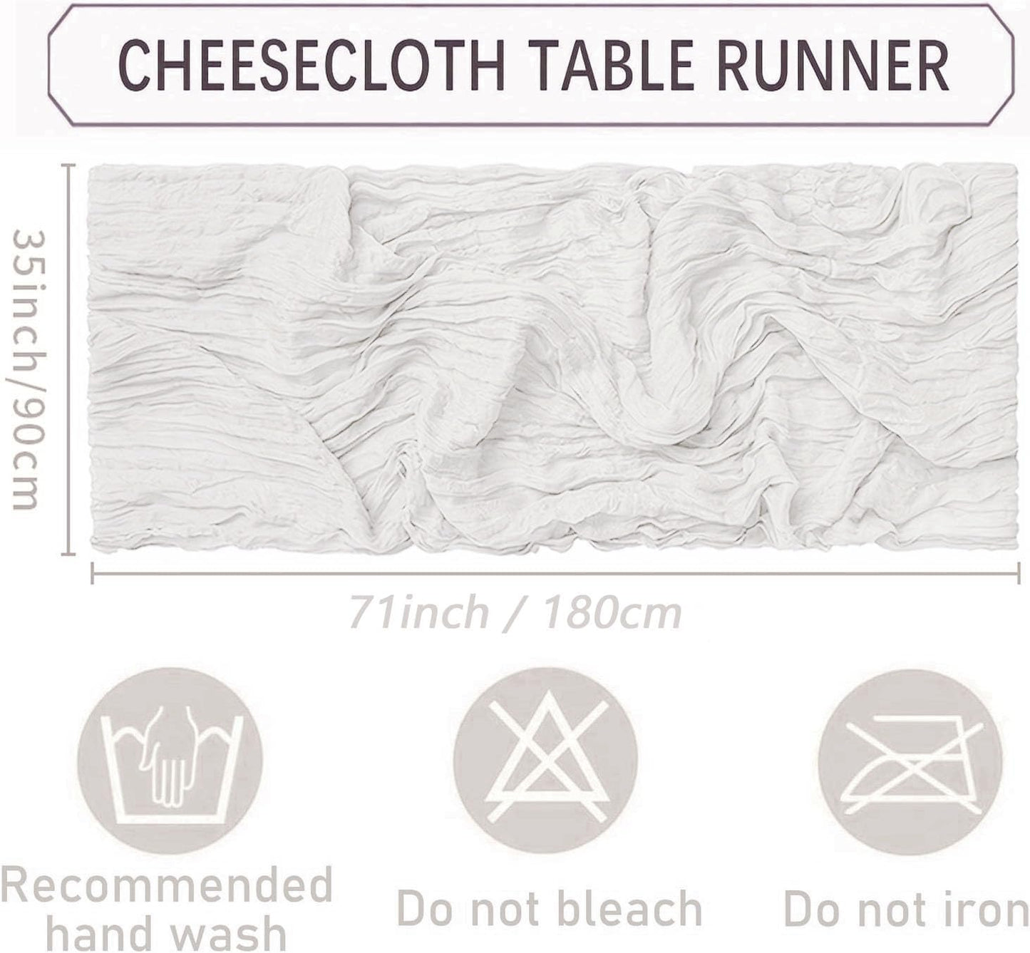 20 Pack White Cheesecloth Table Runners 35 x 71 Inch – Rustic Boho Gauze Table Runner for Wedding Arch, Party Decoration, Bridal Shower, Reception, Farmhouse Dining Decor