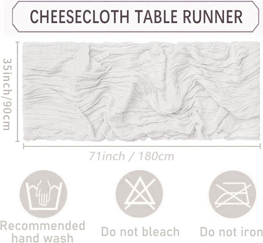 20 Pack White Cheesecloth Table Runners 35 x 71 Inch – Rustic Boho Gauze Table Runner for Wedding Arch, Party Decoration, Bridal Shower, Reception, Farmhouse Dining Decor