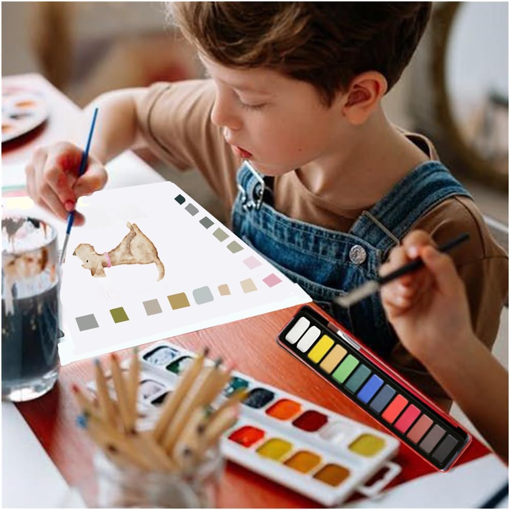 Watercolor Workbooks Coloring Book Easy Nature Scenes Beginner Friendly Watercolor Paint Set Art Crafts Painting Kit for Creative Exploration Gift for Adults Teens (Animals, with Palette)