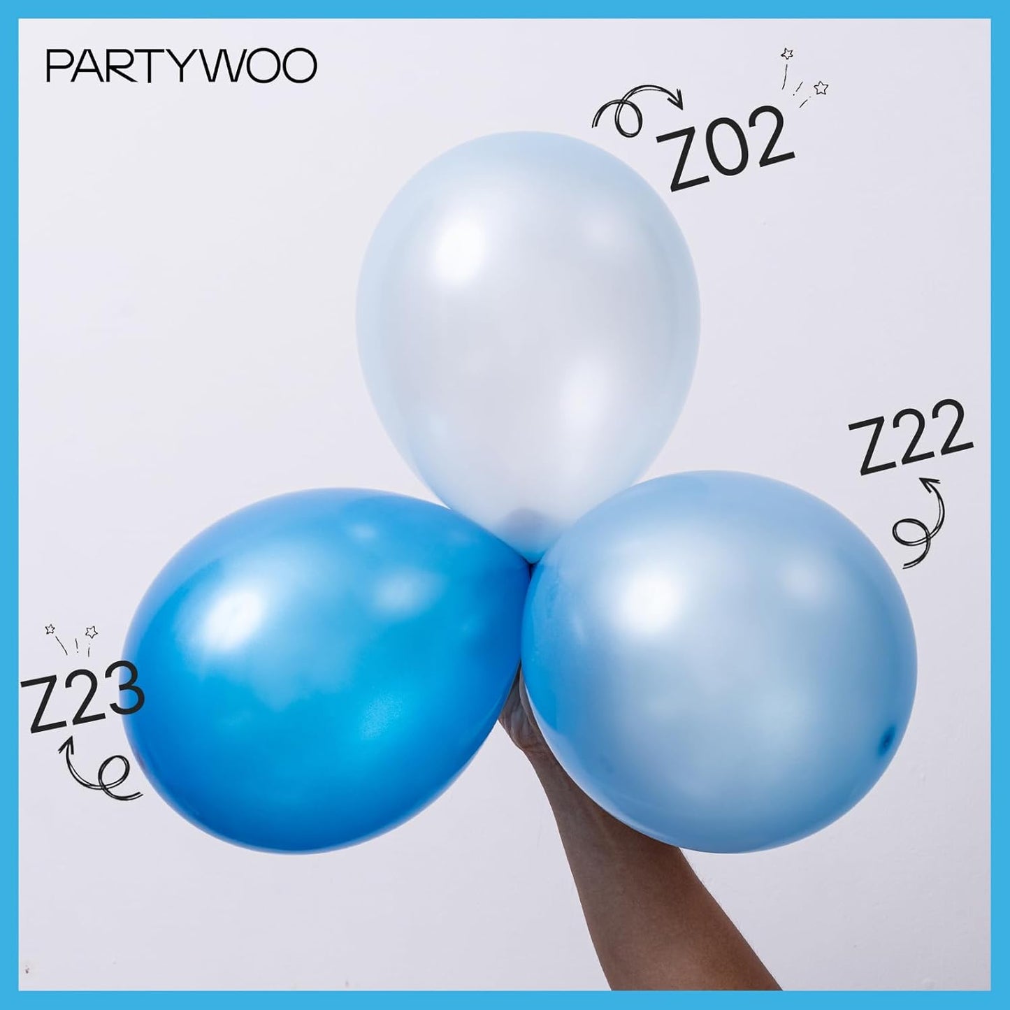 PartyWoo Light Blue Balloons 50 pcs 12 Inch Pearl Baby Pastel Sky Aqua Blue Balloons for Graduation Baby Shower Gender Reveal Weddings Under the Sea Birthday Party Decorations Blue-Z02