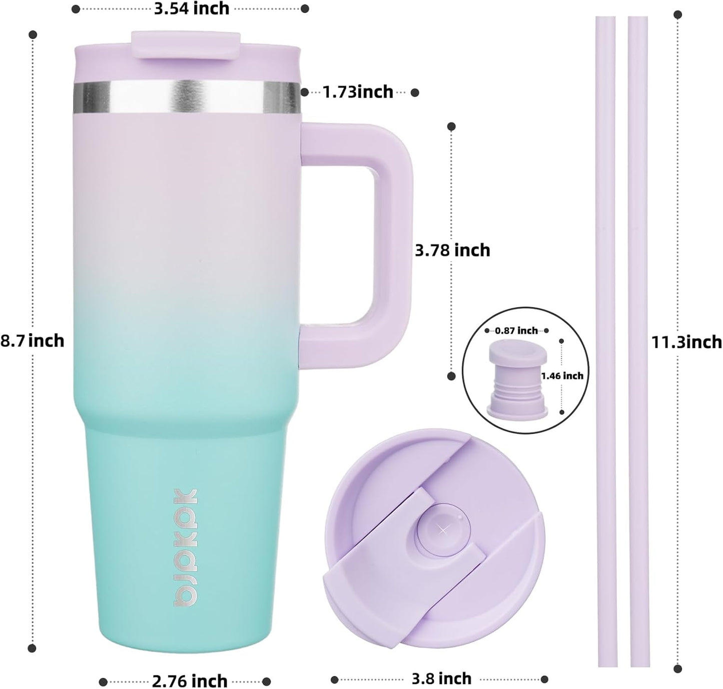 BJPKPK Tumbler With Handle 30 oz Stainless Steel Insulated Tumbler With Lid And Straw For Water Or Ice Coffee,Lavender Green