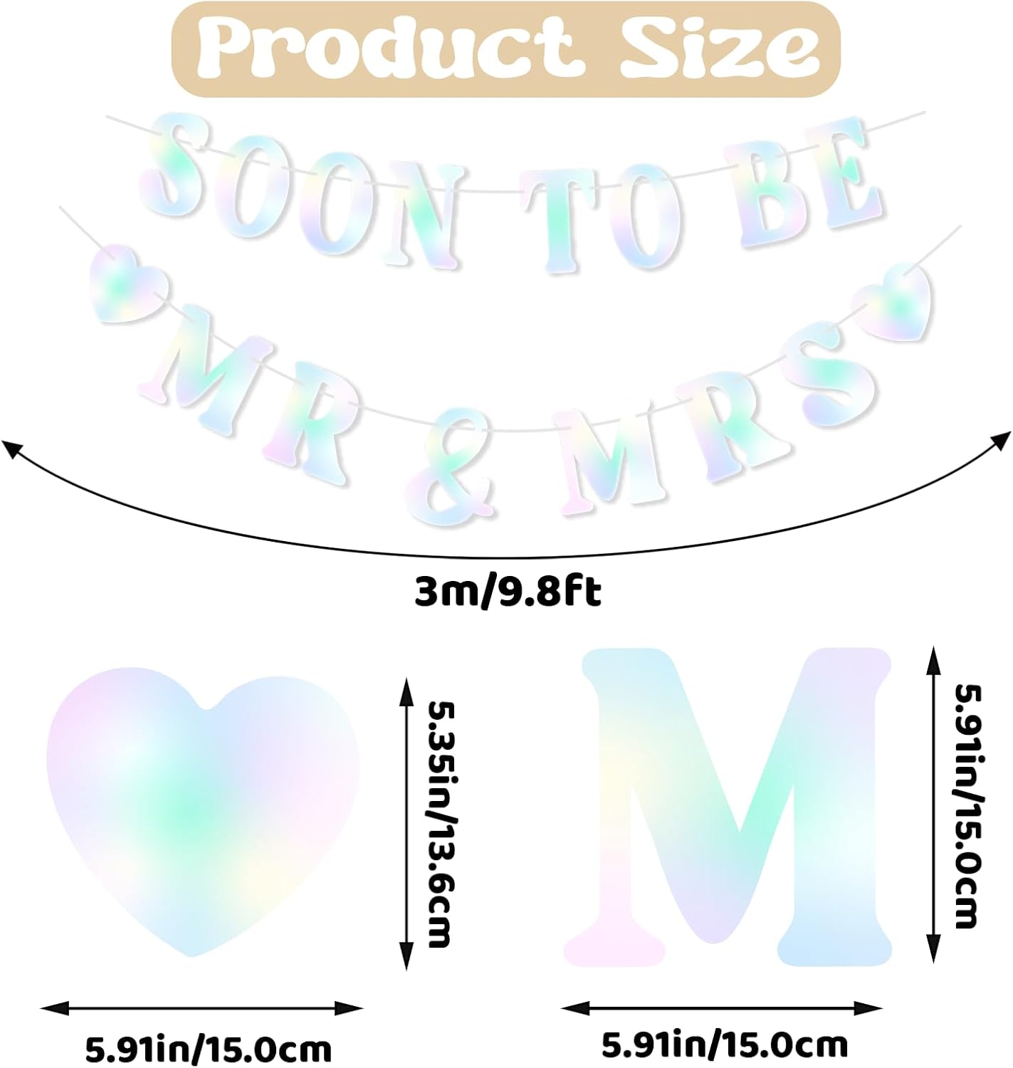 Soon To Be Mr & Mrs Banner, Bridal Shower Sign, Pre-Strung Laser Wedding Banner Decorations, Engagement Banners for Mantle Hanging Sign Couples Shower Decorations