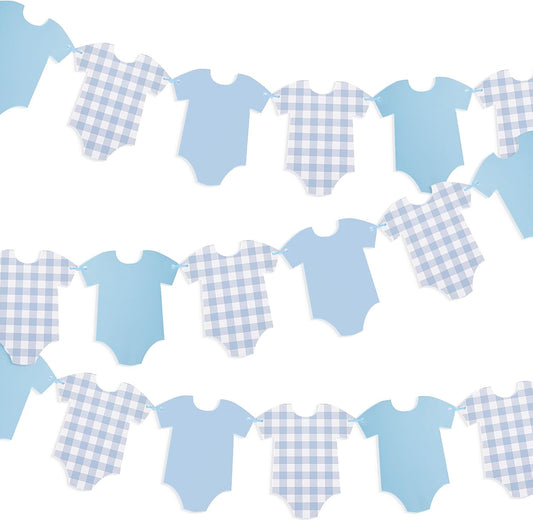 Pre-Strung Boy Blue Bodysuit Decoration Banner, Baby Shower Sign,Blue Jean Baby Shower Decor Bunting Girl