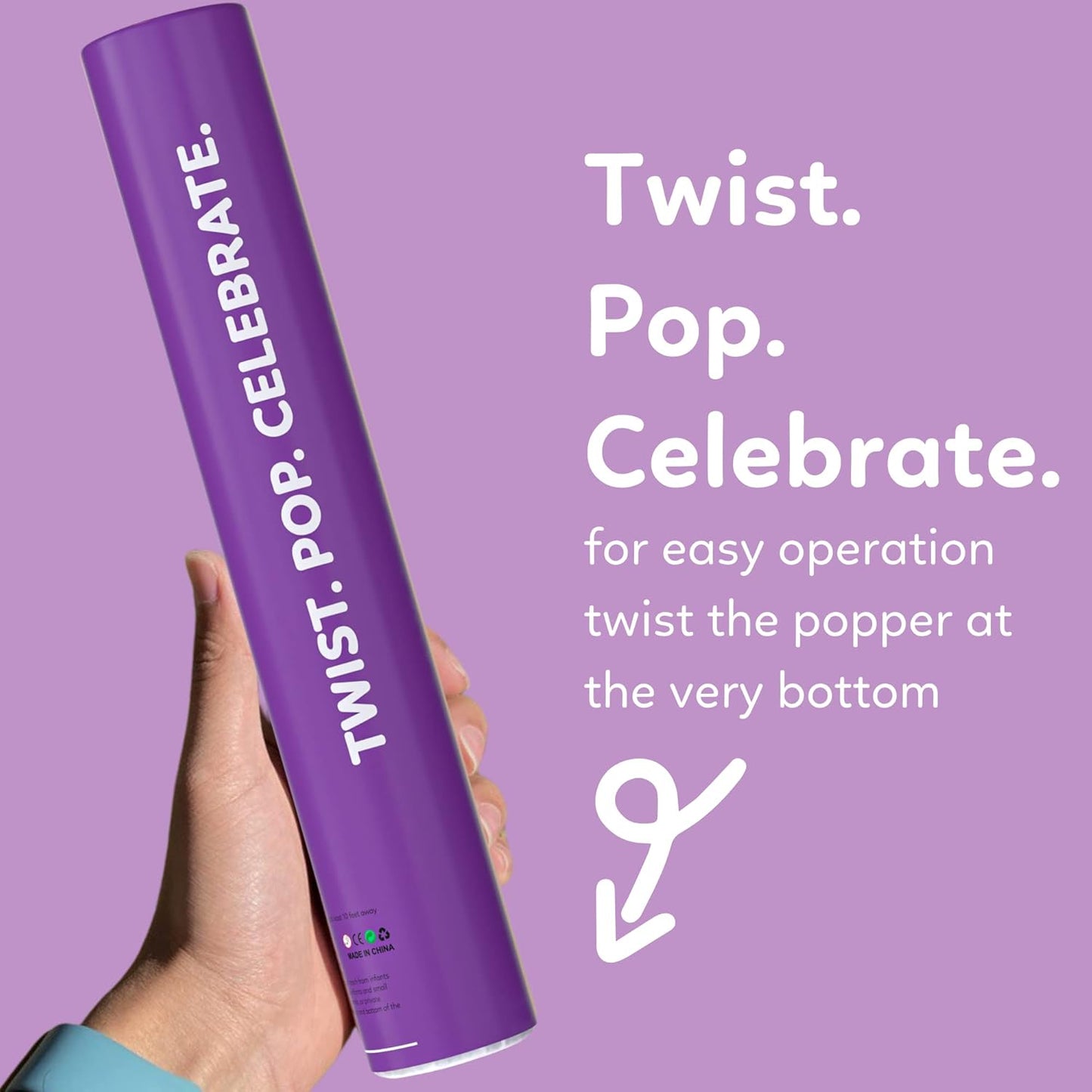 2 Pack Confetti Cannon Confetti Poppers | Biodegradable Purple Confetti | TUR Party Supplies | Launches Up to 25ft | Giant (12 in) | Party Poppers for Graduation, Birthdays, Weddings, and Memorial Day