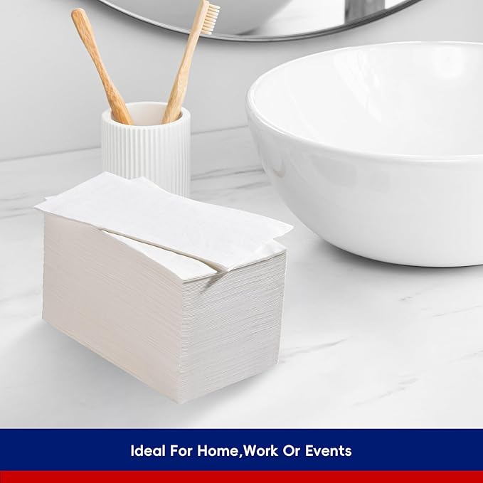 100 Pack Paper Napkins Guest Towels Disposable Premium Quality 3-ply Dinner Napkins Soft, Absorbent Paper Hand Towels for Party, Kitchen, Dinners or Events (White)