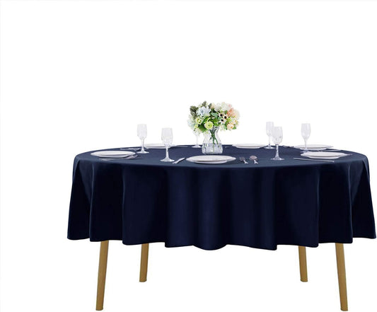 70 inch Round Tablecloth Washable Polyester Table Cloth Decorative Table Cover for Wedding Party Dining Banquet（70 inch,Navy）