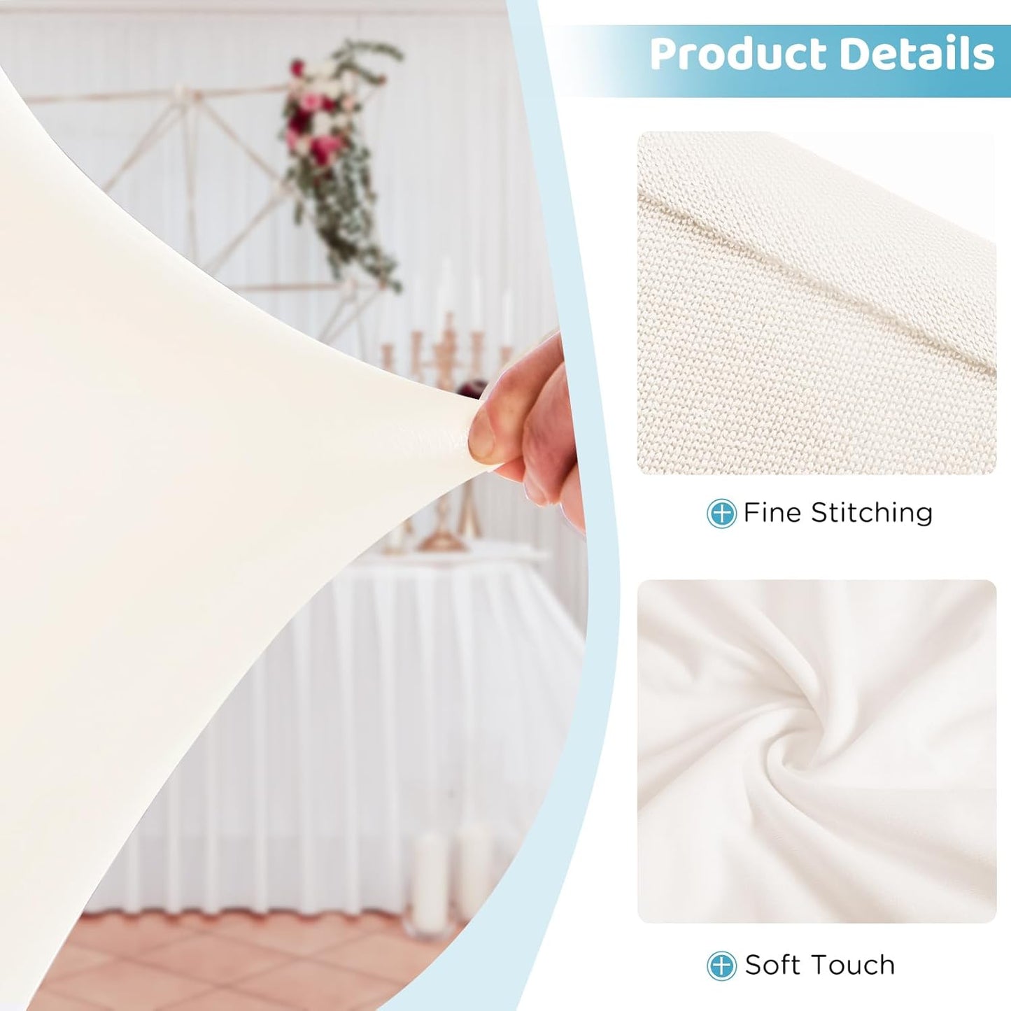 Table Skirts for 8ft Rectangle Tables - 1PCS Beige Table Covers for 8 Foot Tables, Wrinkle Resistant Ruffles Elastic Table Cloths and Table Skirt for Banquets/Weddings/Parties/Birthday