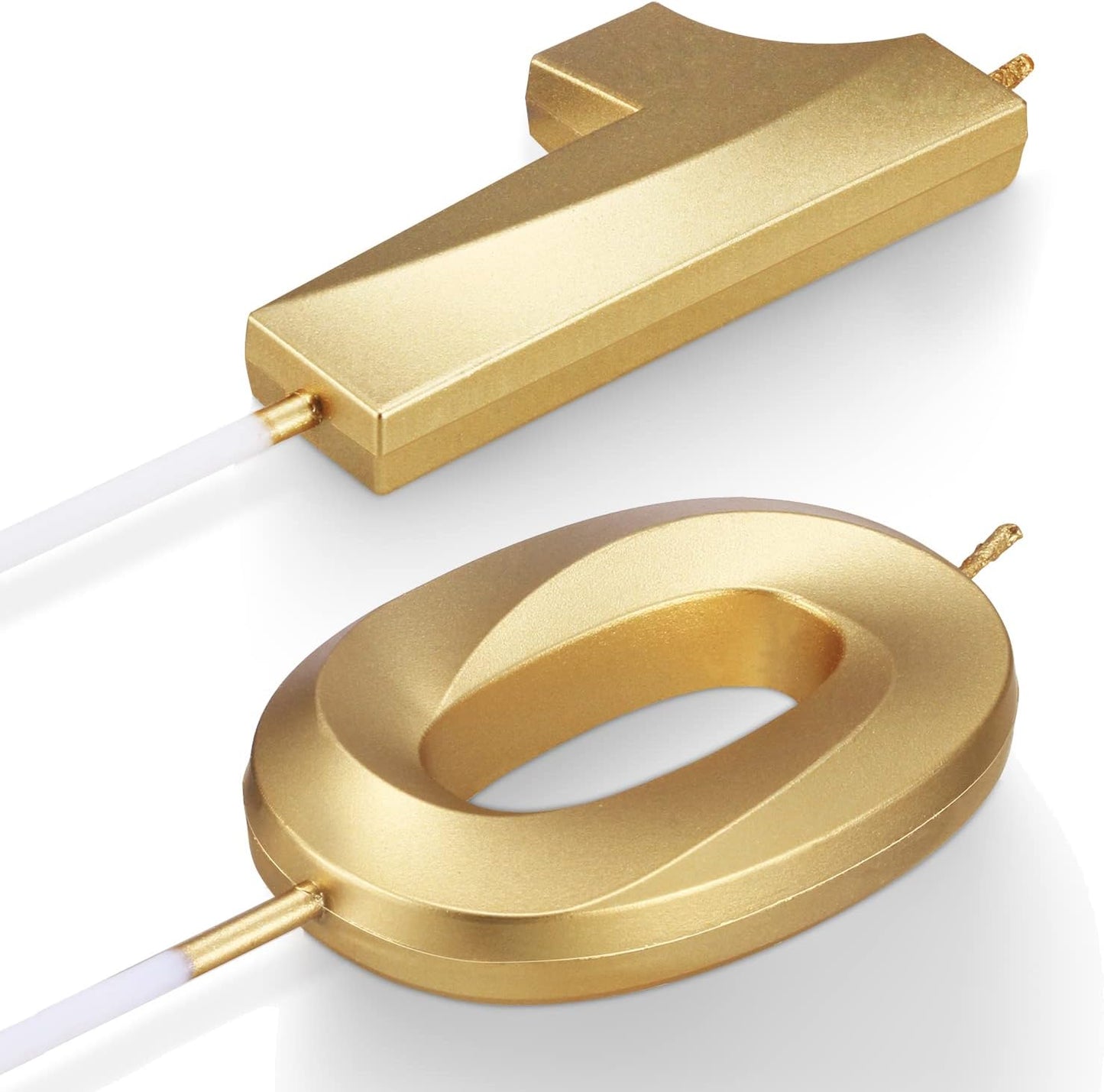 10th Birthday Candles Number 10 Candles Numerals for Cakes Happy Tenth Birthday 3D Designed 10th Wedding Anniversary Party Cake Topper Decorations (10, Gold)