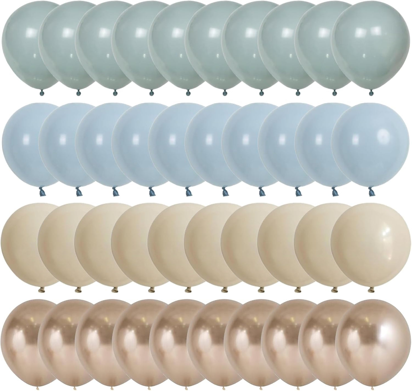 50pcs Dusty Blue Balloon Set, 12-Inch Baby Slate Blue, Sand White & Champagne Gold Confetti Balloons, Elegant Decor for Baby Showers, Weddings, Graduations & Boys' Birthdays