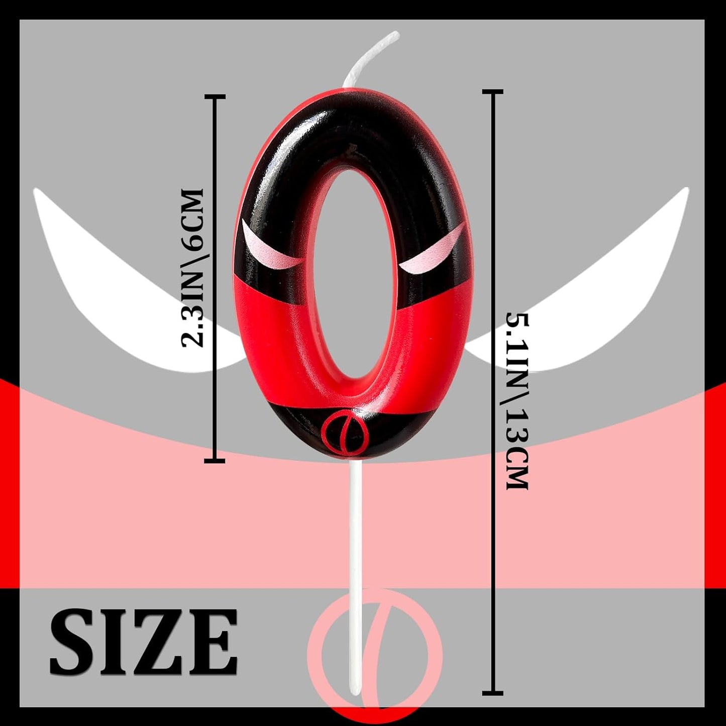 Black Red Mask Number 0 Birthday Candles - Comic Themed Cake Topper for Birthday Decorations Supplies, 0 Candle Party Favors (Number 0)