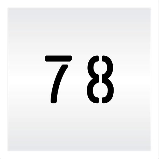 Pavement, Curb, and WheelStop Stencils - 4 inch Double Number Stencil - (78) - 4" x 5.5" x 1/8" (128 mil) - Pro-Grade