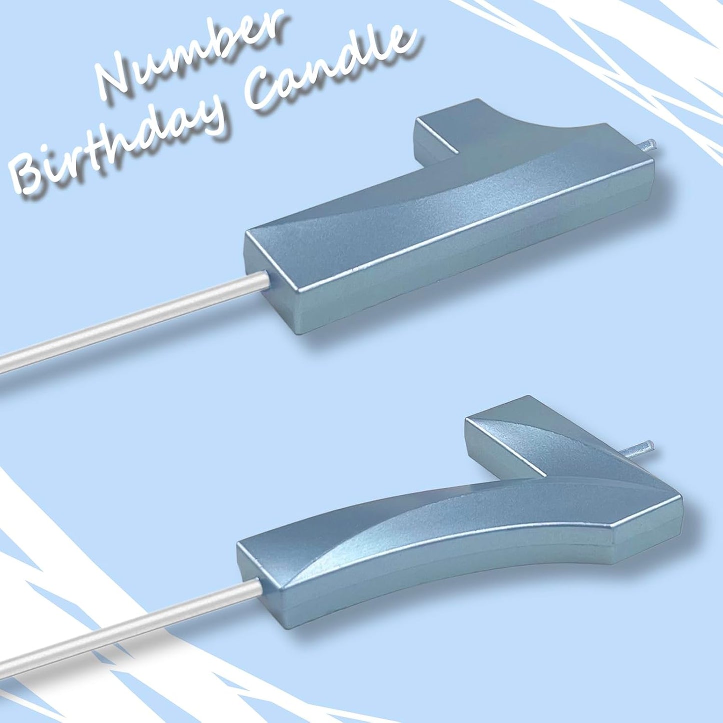 Blue Number 17 Candles, 3D Diamond 2.76 Inch Cake Topper Birthday Candles for Wedding Anniversary Cake Decorations, Happy Birthday Party Decorations