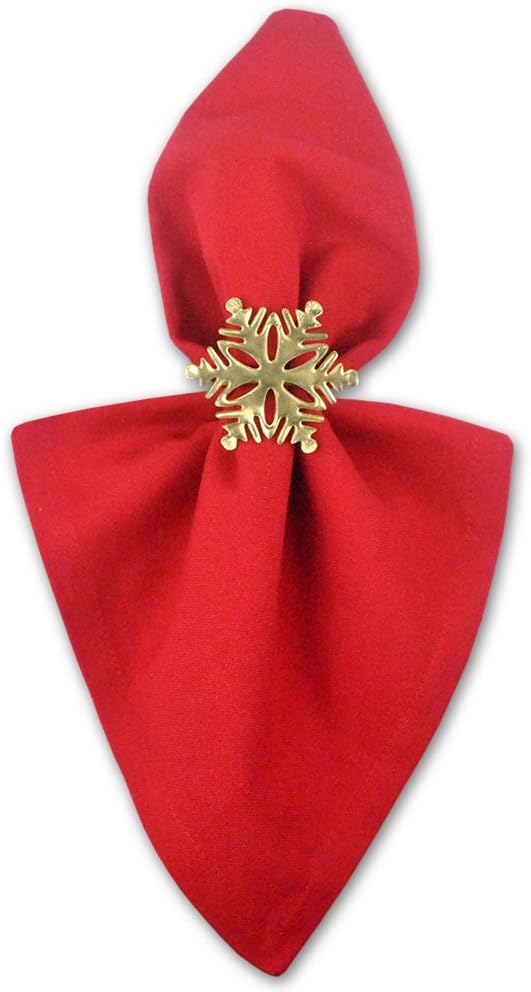 DII Christmas Thanksgiving Holiday Tabletop Décor Collection Decorative Napkin Ring Holder Set, 2.5" Diameter, Gold Snowflake, 6 Piece