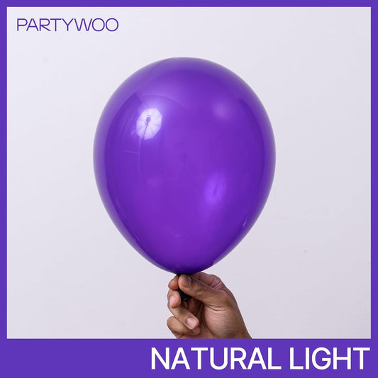 PartyWoo Dark Purple Balloons 100 Pcs Different Sizes Pack (18, 12, 10, 5 Inch) Balloon Arch Kit Garland for Birthday Halloween Graduation Party Decorations Purple-Y16