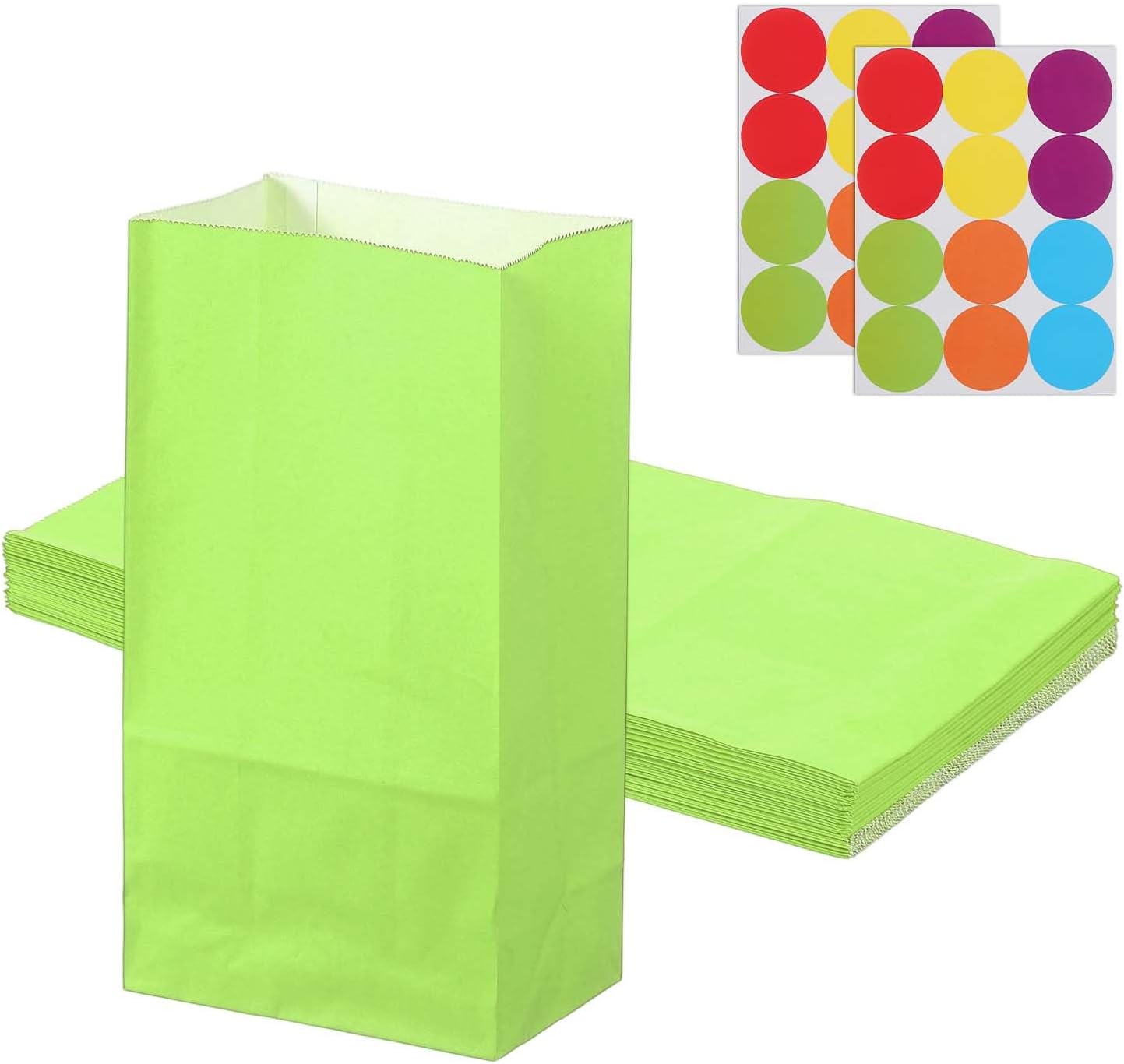 PATIKIL Party Favor Bag, 24 Pcs 5.1x3.1x9.4 Inch Medium Paper Candy Bags Gift Treat Celebration Halloween Goody Birthday Wedding Party with Stickers, Light Green