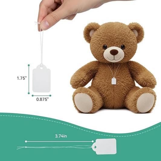 Brothersbox Price Tags with String Attached, 500pcs White Smooth Surface Marking Merchandise Strung Tag Writable Label Small Hang Tag for Pricing Gift Jewelry Clothing 1.375 x 0.875 inch