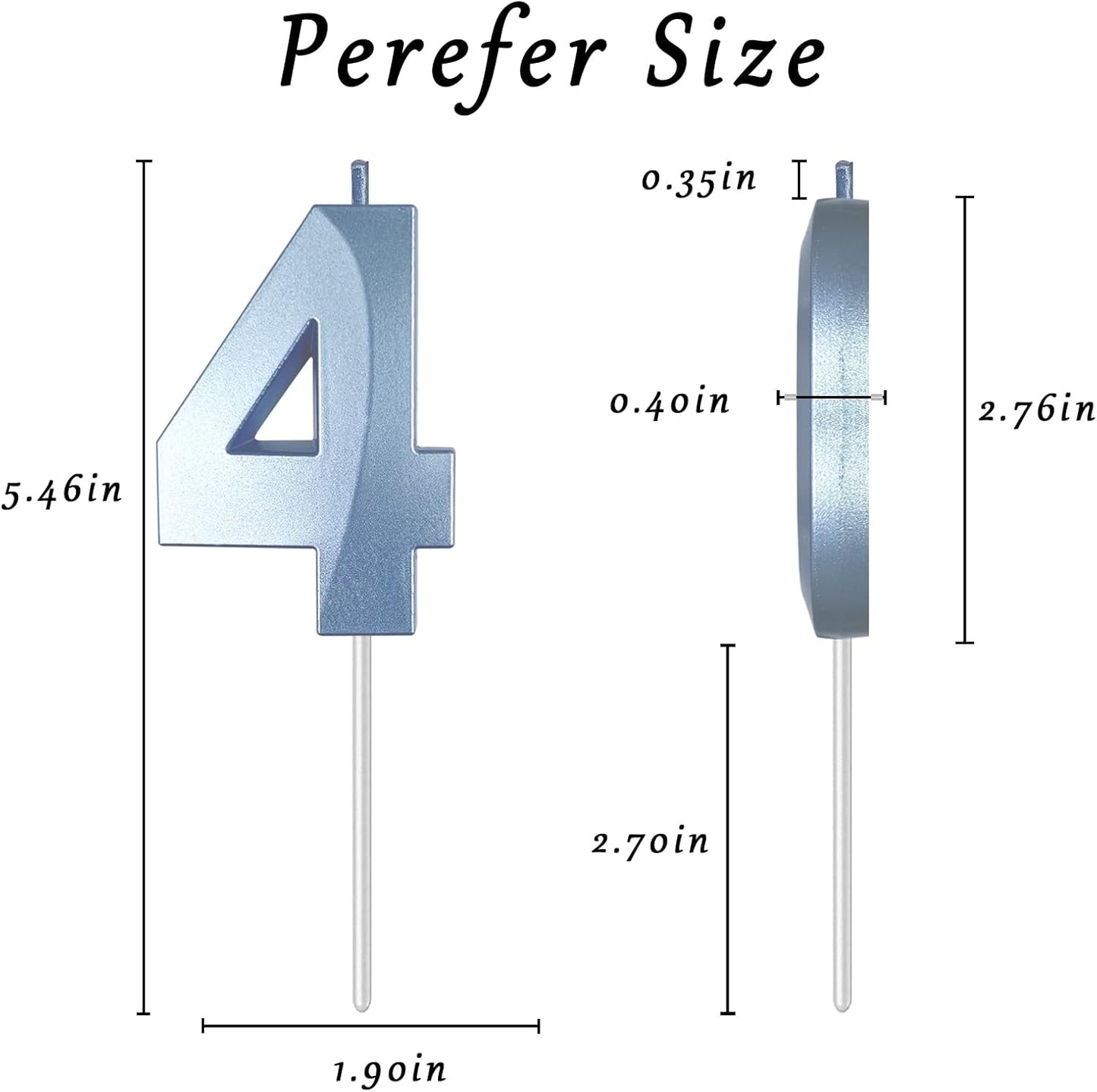 Blue Number 4 Candles, 3D Diamond 2.76 Inch Cake Topper Birthday Candles for Wedding Anniversary Cake Decorations, Happy Birthday Party Decorations