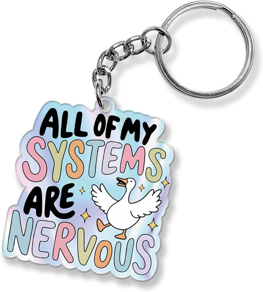 Funny Silly Goose Keychain for Women, Cute Goose Decor Acrylic Accessories Gag for Friends Coworkers Gifts