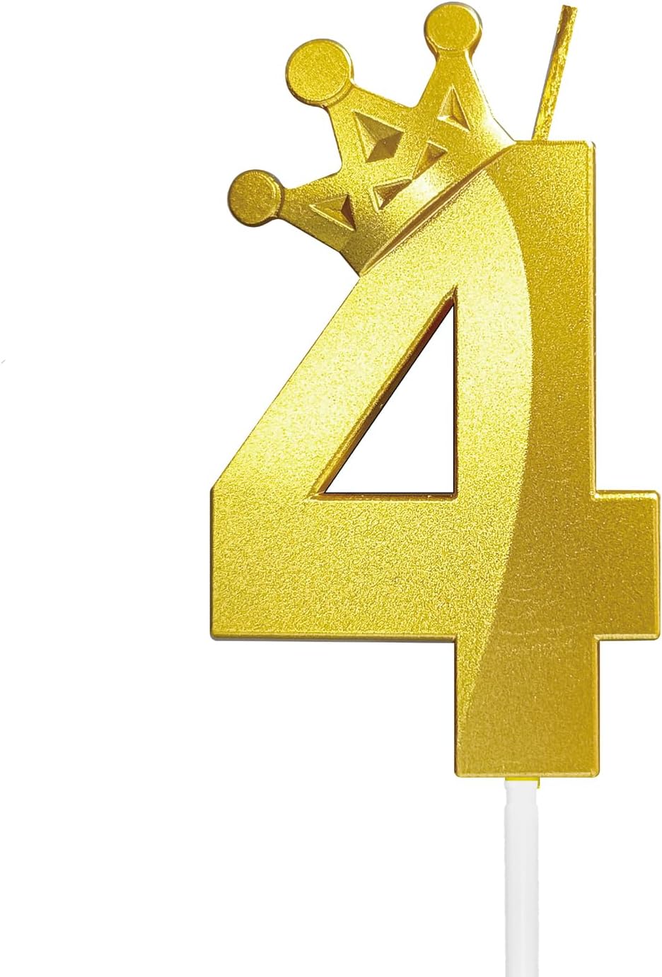 Number 4 Birthday Candle Four Years Old Happy Birthday Number Candles Cake Topper Decorations 3D Crown (Crown-4, Gold)