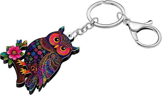 Anime Owl Keychain Acrylic Handbag Car Key Chain Rings Bird Owl Pirate Gifts for Women Girls Halloween Charms