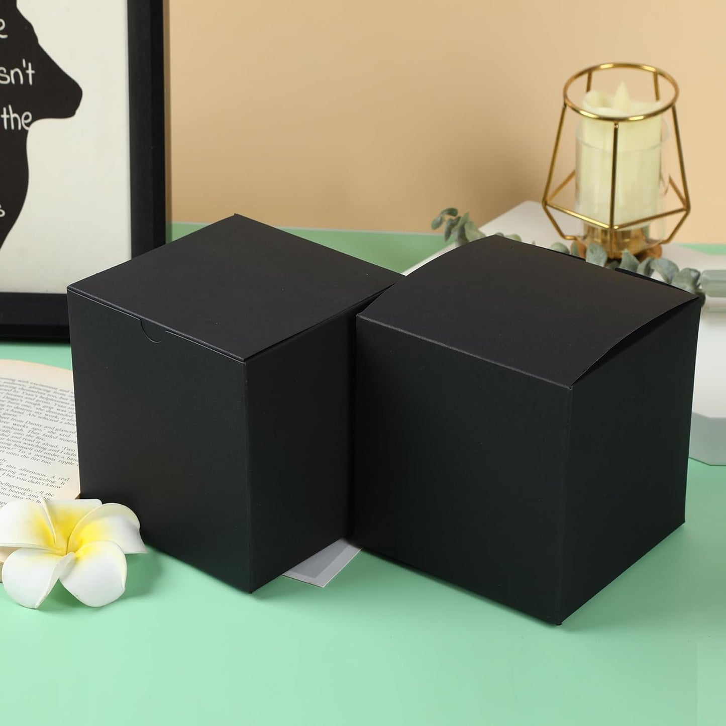 SHIPKEY 10 Pcs Black Cardboard Gift Boxes with lids | 6x6x6inch Square Boxes | Medium Gift Boxes Suitable for Party, Wedding, Christmas, Holidays, Birthdays and All Other Occasions (15x15x15cm)