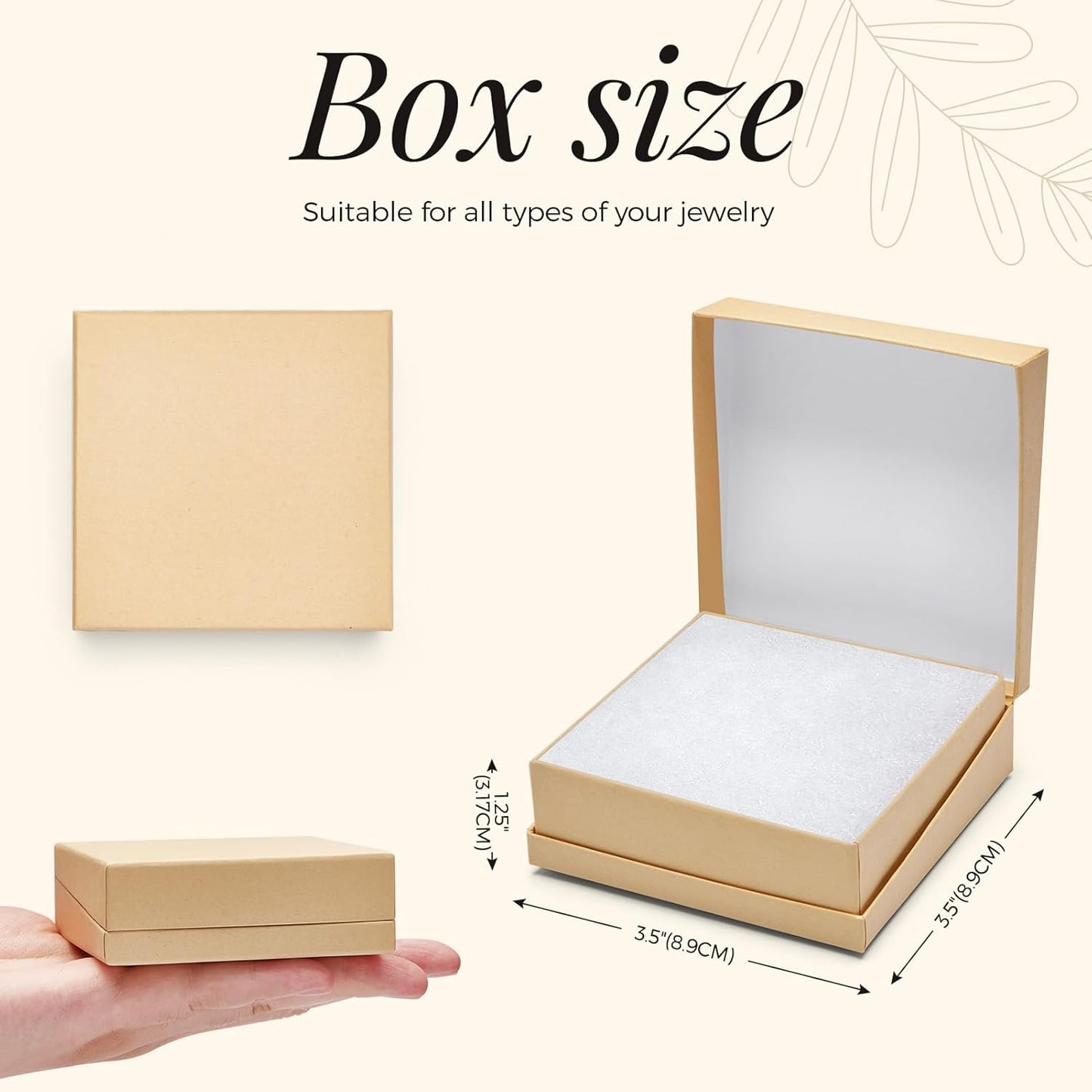 MESHA Jewelry Gift Boxes 3.5x3.5x1.25 Inch 2 Pcs Brown Gift Box Flip-Top Design Small Gift Box, Small Jewelry Boxes with Cotton Filled, Jewelry Box Bulk for necklaces, rings, bracelets, earrings