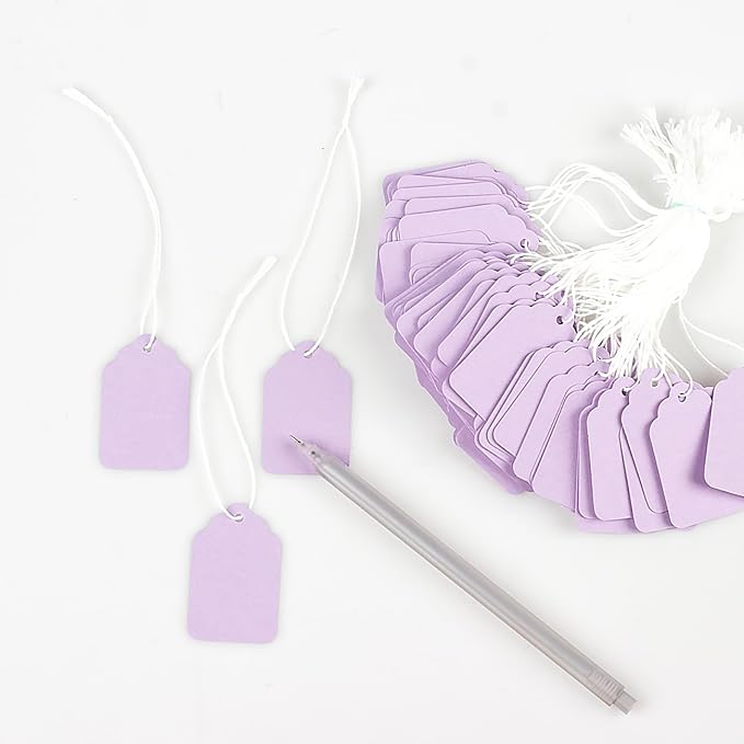 500pcs Price Tags with String - 1.88“x1.18 Purple Merchandise Tags for Clothing Jewelry and Crafts