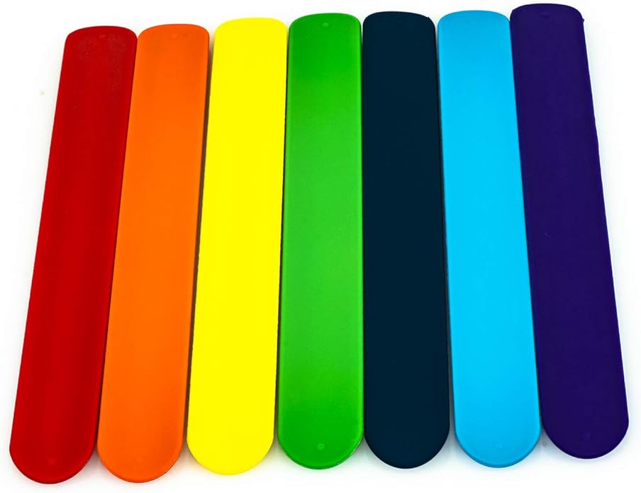 Colored Silicone Rubber Slap Bracelets Wristbands for Kid's Toys,Party Favors,Kindergarten Playing fun;Wrapping Paper Silicone Slap Band,Holiday Flip Wraps,Rolls Holder,Stocking Organizers,Distinguishing Bundle for Fabics,Cloths,Canvas,Cables in Office...