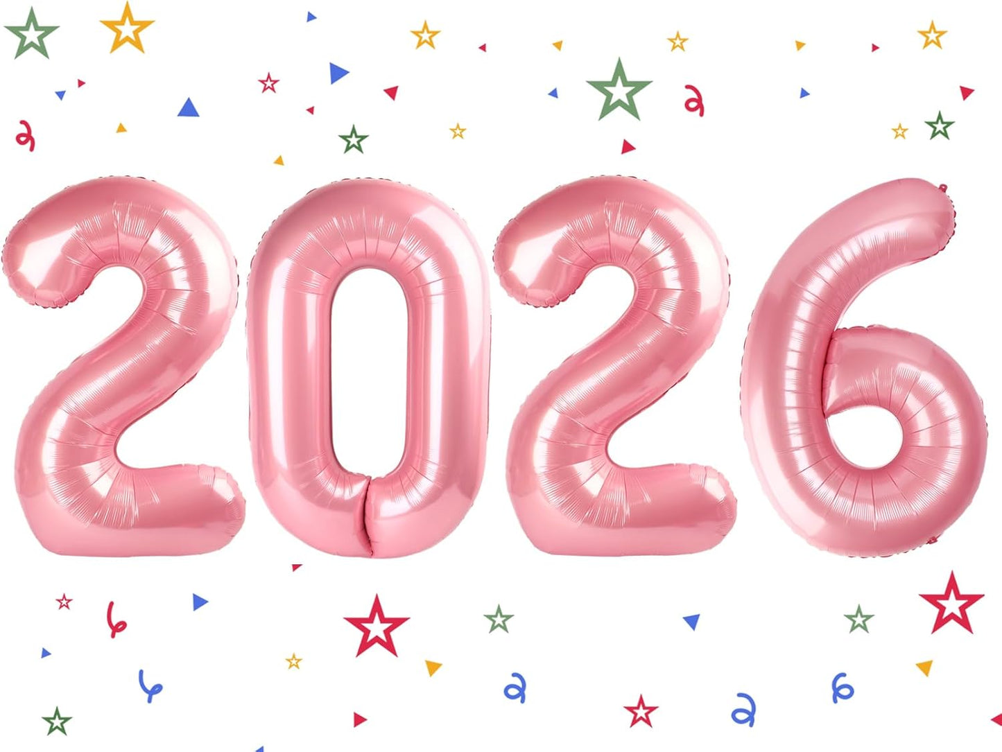 2026 Balloon - Pearlescent Pink Birthday Number Balloons, 40 Inch Large Foil Balloons for Men Women Boys Girls Pearlescent Pink Themed Birthday Decorations，Number 2026 Balloon