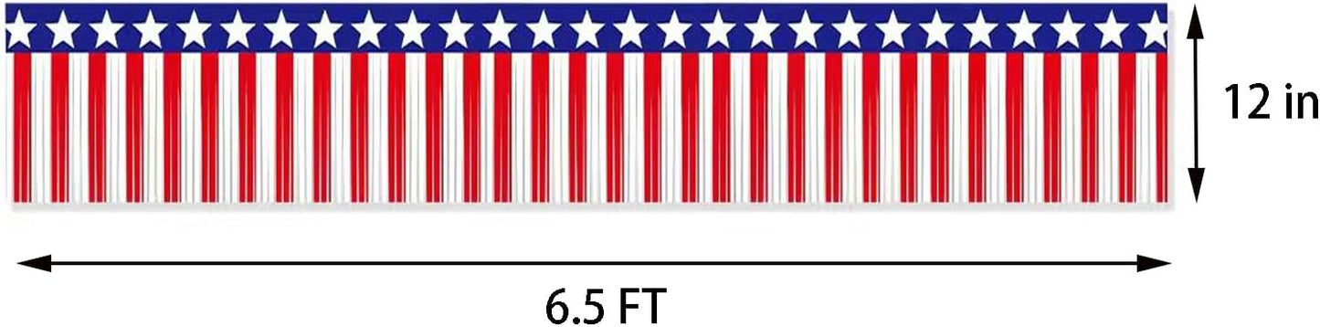 6 Packs 10 Feet Foil Fringe Garland Metallic Foil Tinsel Fringe Garland Wall Hanging Fringe Banner Tassels for 4th/Fourth of July Patriotic Decorations,Parade Floats (Red Blue White)
